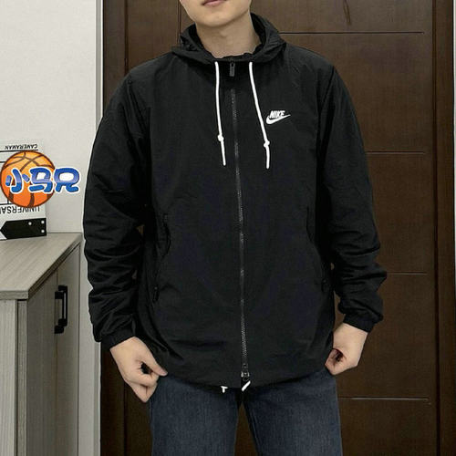 春秋款Nike耐克男子运动跑步休闲透气梭织网层连帽外套FB7398-010