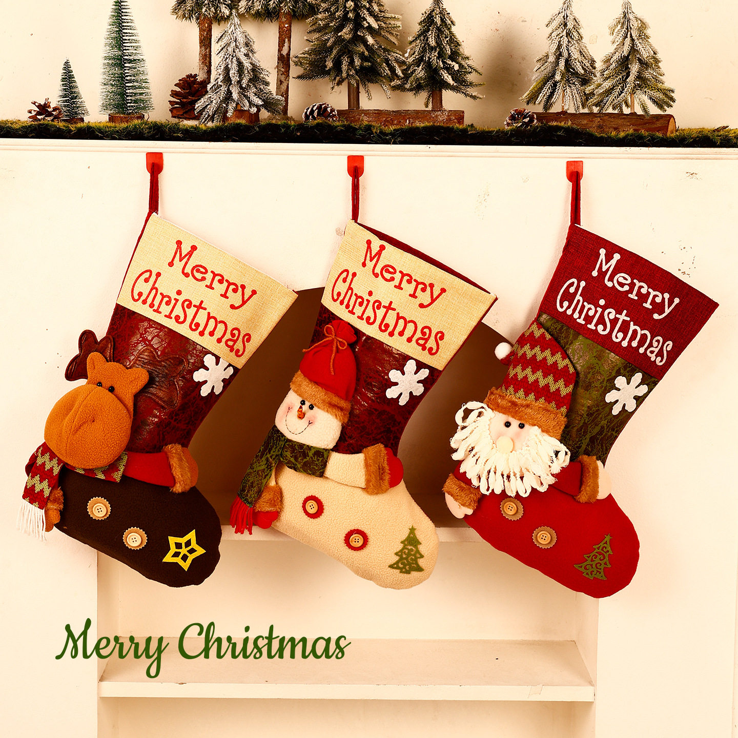 大号儿童糖果袋圣诞袜子圣诞节装饰礼物袋幼儿园老人雪人礼物用品