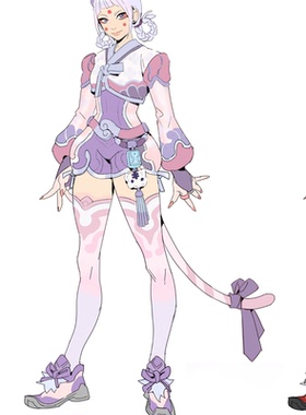 征集守望先锋白虎dva紫色神话皮cos服
