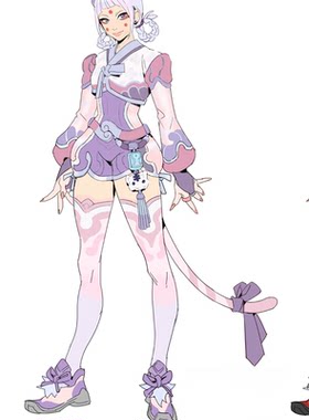 征集守望先锋白虎dva紫色神话皮cos服