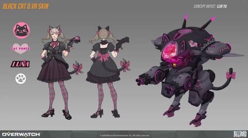 征集守望先锋黑猫dva cos服