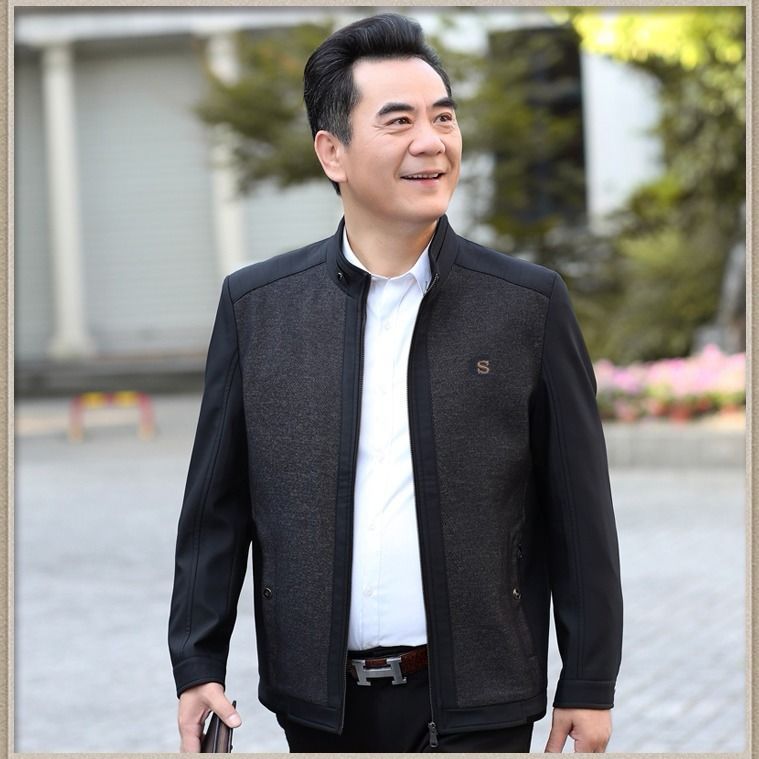 2021新款中老年夹克外套男春秋时尚爸爸装休闲款立领上衣JK60-P35图片