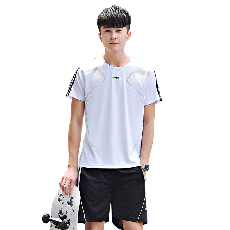 2021夏季休闲运动套装男士速干衣服跑步健身休闲运动服男T恤902,男装休闲套装,星座1712-1