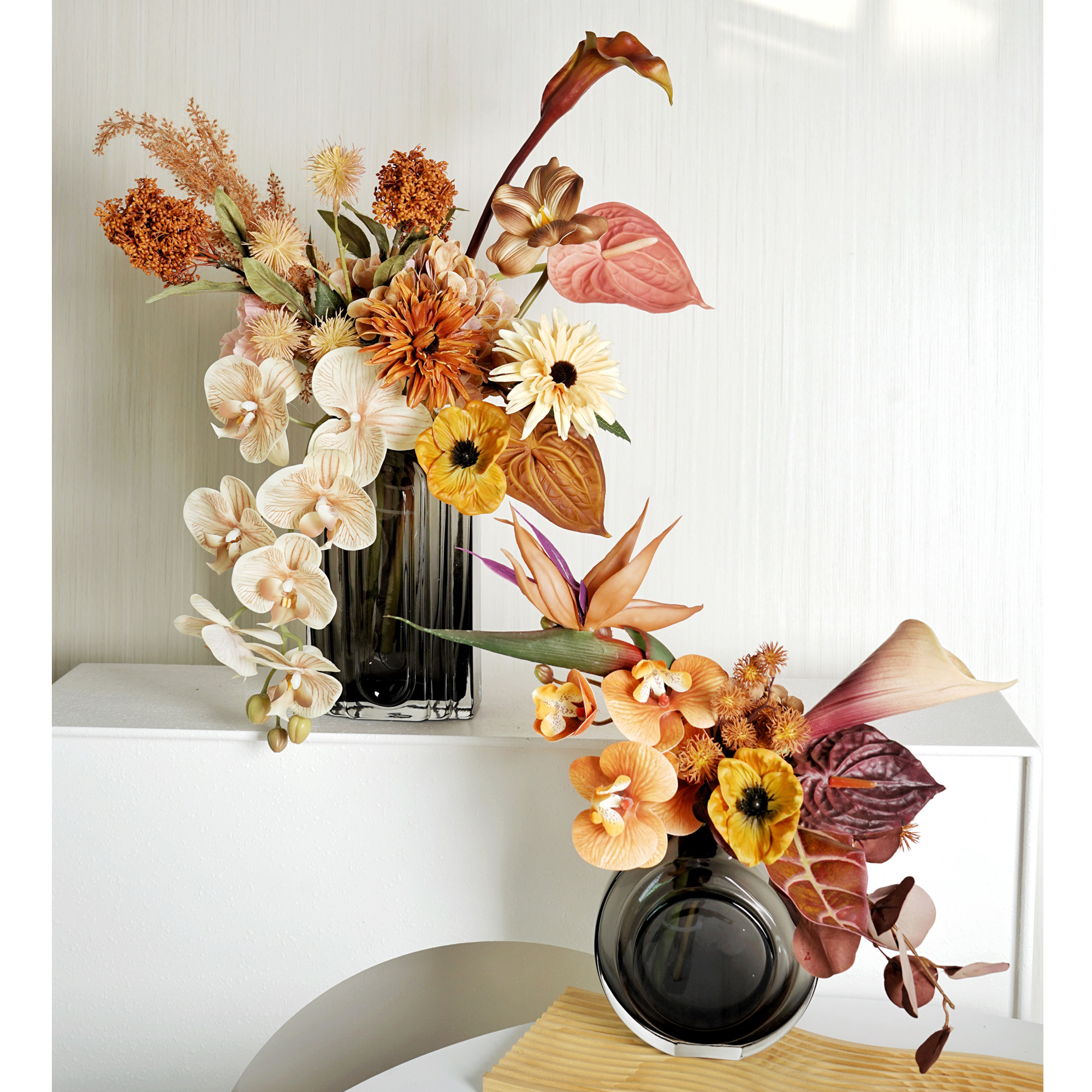 仿真花高级感侘寂风室内餐厅花卉摆件家居软装茶几摆设