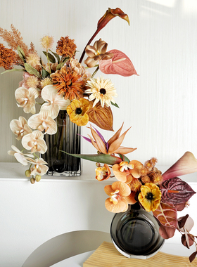 仿真花高级感侘寂风室内餐厅花卉摆件家居软装茶几摆设