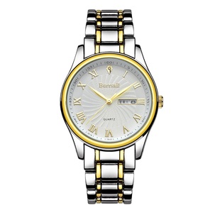 Burrsail巴塞尔精准商务真钻石英钢带男表