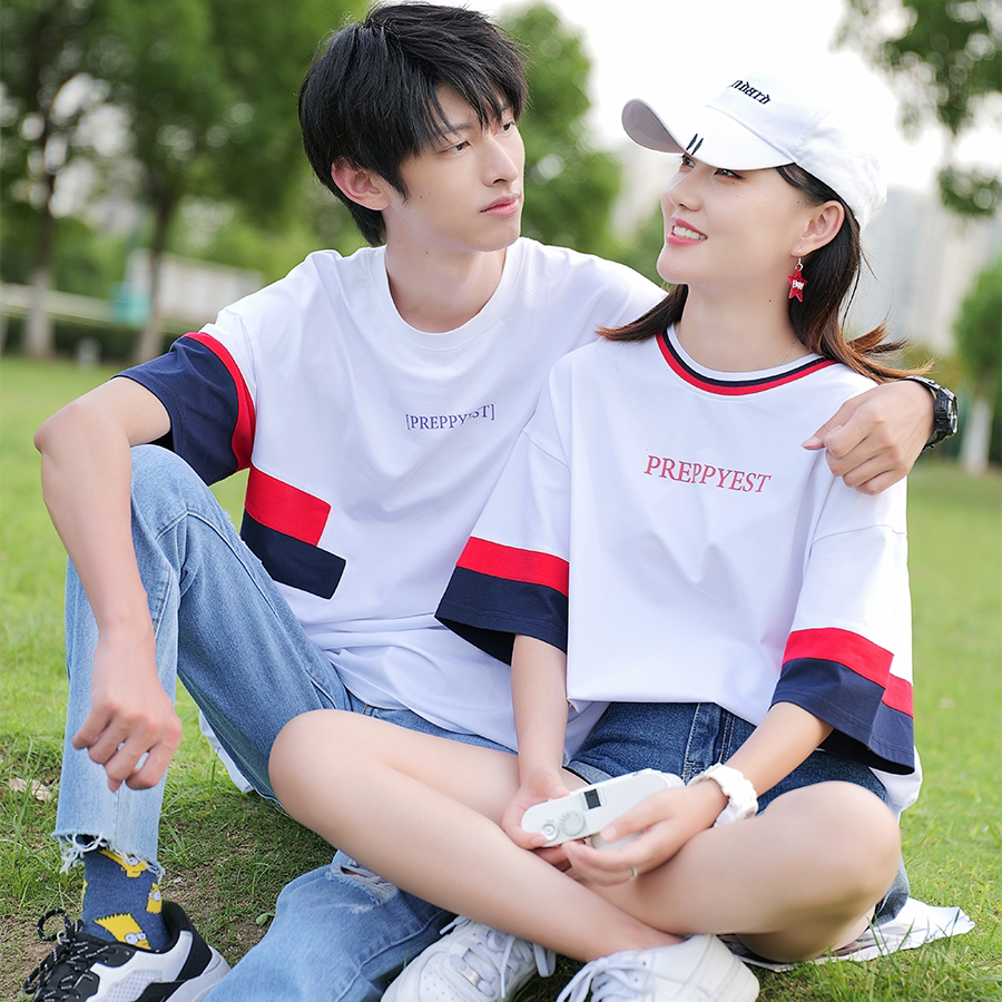 情侣短袖t恤特别的2025新款大码夏装女半袖高级感夏日情侣装夏季