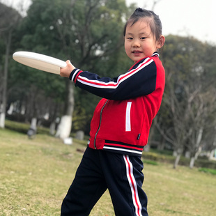 春秋款儿童校服时尚运动套装中小学生运动会服装织带条园服班服