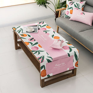 水蜜桃网红茶几垫桌垫防水防烫厚棉麻茶几桌布现代简约茶几布布艺