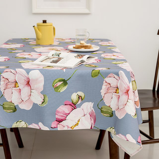 美式田园桌布布艺棉麻桌布防水圆餐桌布长方形茶几桌布加厚正方形