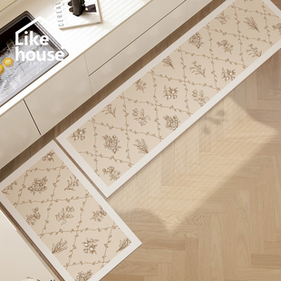 法式 菱格纹厨房专用免洗防脏地垫脚垫防油防滑可擦洗入户皮革垫子