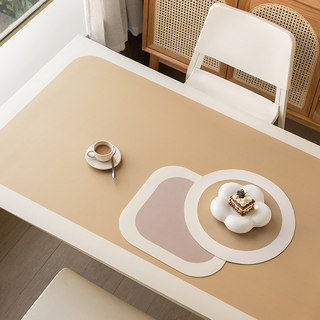 法式奶油PVC纯色皮革桌垫防水防油免洗耐高温桌布餐桌茶几垫定制
