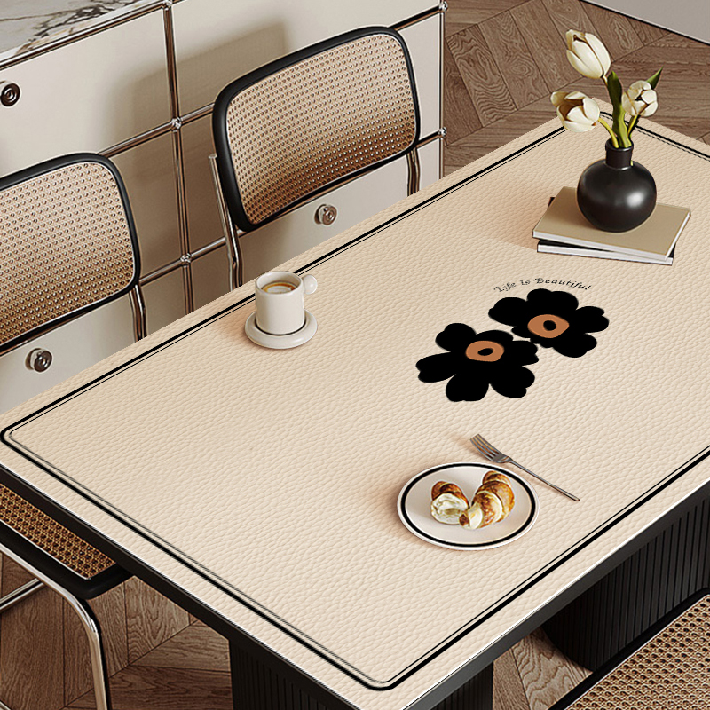 芬兰花朵皮革桌垫防水防油茶几垫