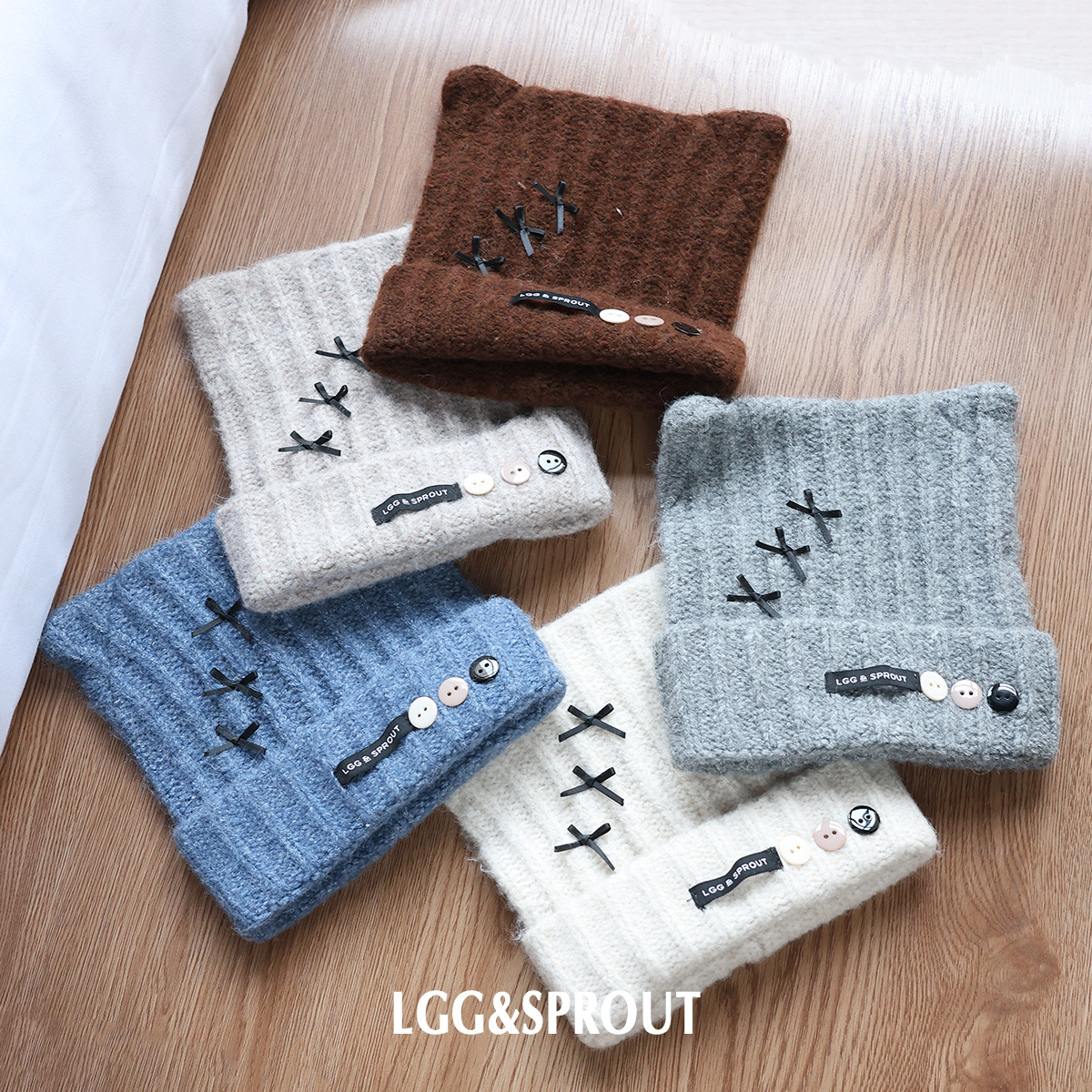 个性纽扣毛线帽秋冬保暖儿童凹造型套头帽男女童宝宝猫耳朵冷帽潮