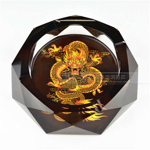 精品黄金中华真龙水晶烟灰缸防水创意精品欧式烟缸礼品