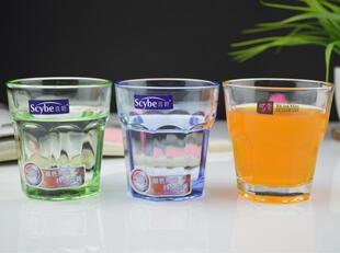 6只装】多款创意耐热透明八棱九角炫彩色茶水果汁饮料啤酒玻璃杯