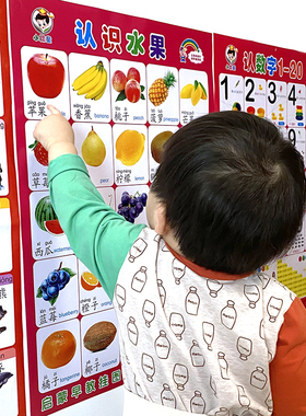 宝宝早教启蒙益智无声挂图儿童水果蔬菜动物数字非有声认知墙贴