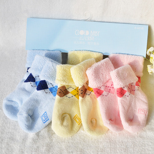 12个月3双装 新生宝宝袜子中筒松口6 婴儿秋冬袜厚款 任意2件8.9元