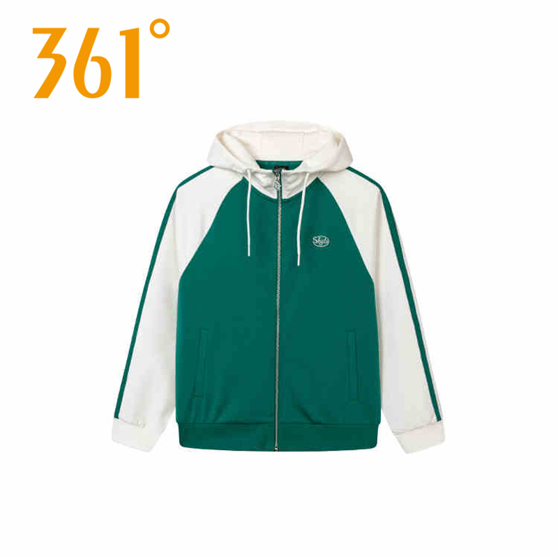 361度女士卫衣运动外套秋季长袖官方旗舰店正品连帽开襟休闲上衣