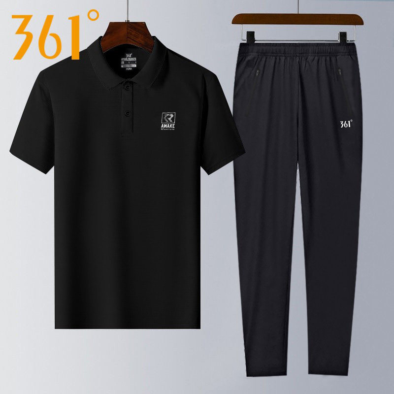 361 SPORTSWEAR MENS 2025 SUMMER NEW CASUAL LAPEL SHORT SLEEVE POLO SHIRT LONG PANTS QUICK DRY TWO-PIECE MEN