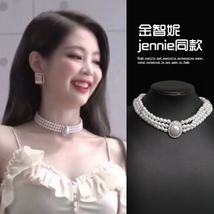 珍珠项链女团虞书欣珍珠同款 blackpink金智妮jennie同款 项链锁骨