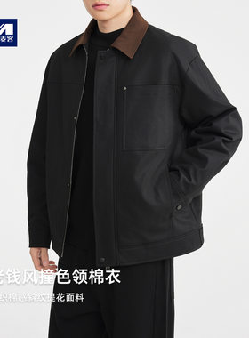 墨麦客老钱风撞色棉衣男