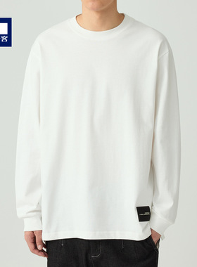 墨麦客简约长袖纯棉打底衫男2025秋款圆领宽松男士休闲T恤75095.