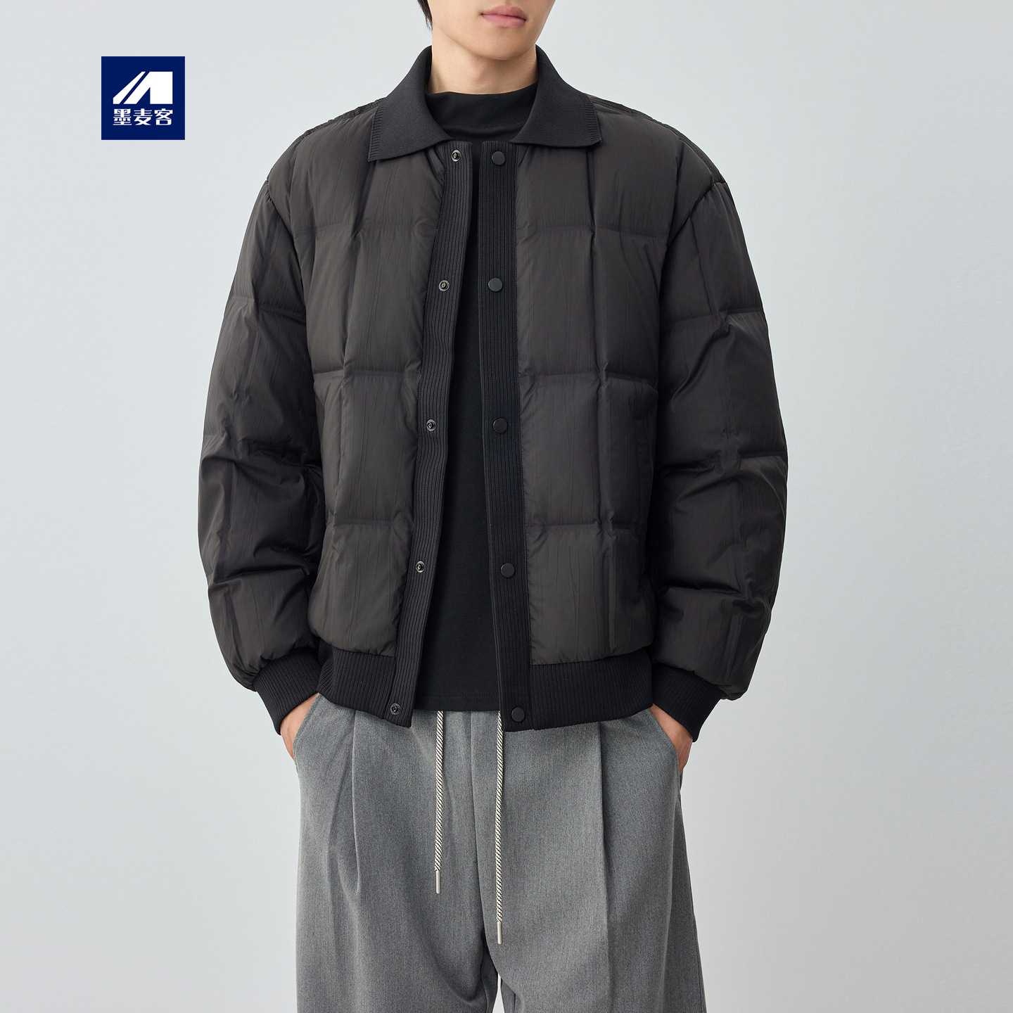 墨麦客高智通勤针织领羽绒服男