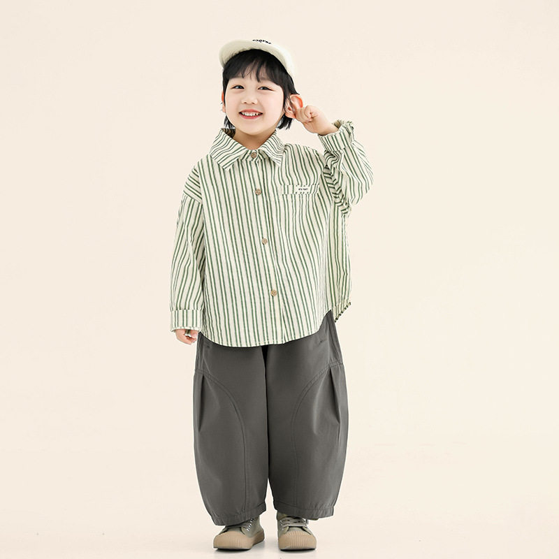 男童衬衫秋装儿童韩版条纹衬衣中小童春秋小清新长袖上衣