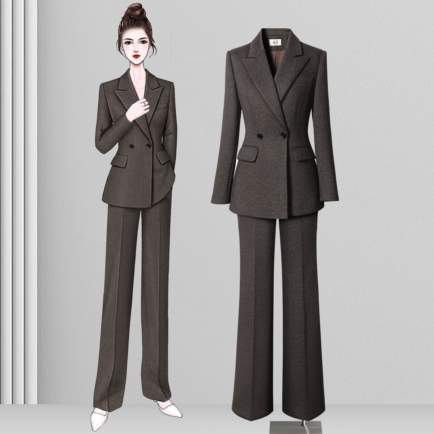 高端羊毛西装套装女秋冬厚款高知老钱风西服外套职场商务通勤正装