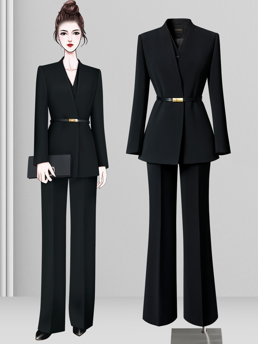 黑色收腰西装外套女2025新款轻奢气质名媛高级感通勤职业西服套装