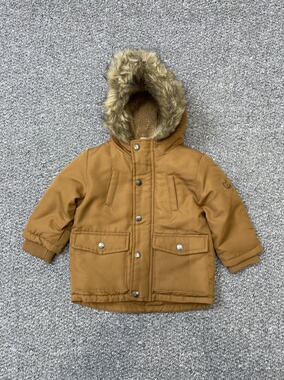 GEMO儿童冬季保暖棉服 加厚加绒内里 仿毛领连帽派克外套