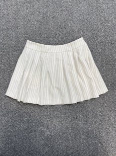 MAAG 细条纹百褶短裙女高腰显瘦 防走光内衬小个子A字半身短裙子
