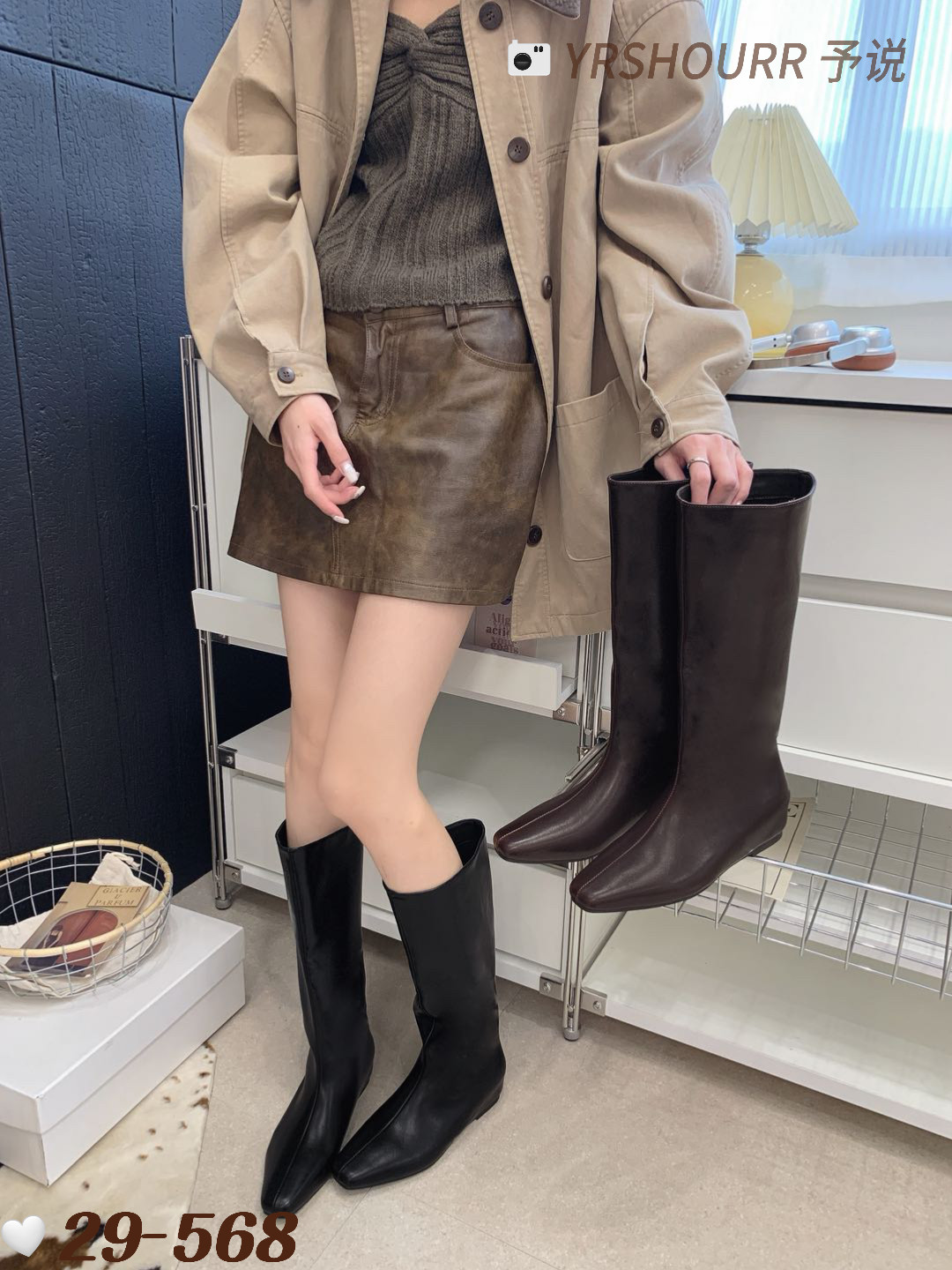 2026秋季新款长筒靴女高筒方时装靴