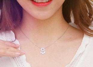 简唯正生银饰s925羽毛网项链耳钉手链纯银防过敏时尚 气质女饰礼物
