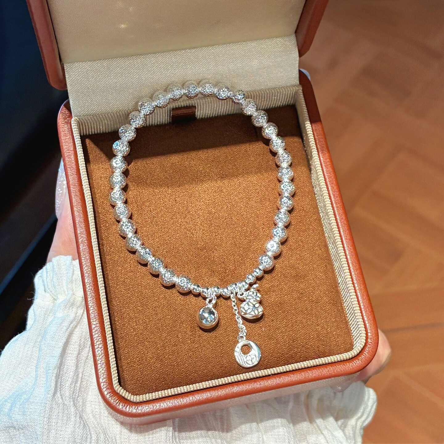 足银999纯银胖福葫芦手链女