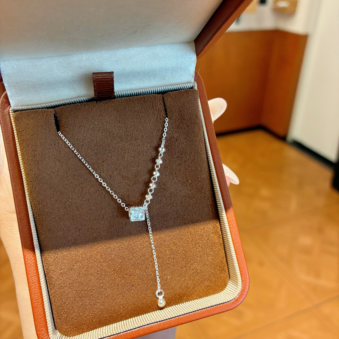 足银999纯银方块碎冰冰项链女