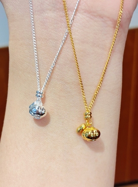 足银999纯银柿柿如意项链女