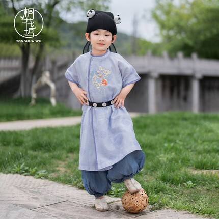 桐花坞唐制汉服男童夏季2026新款儿童古风唐制圆领袍小少爷中国风