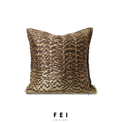 现代简约轻奢高级Jim Thompson咖金色进口提花布抱枕沙发靠垫靠包