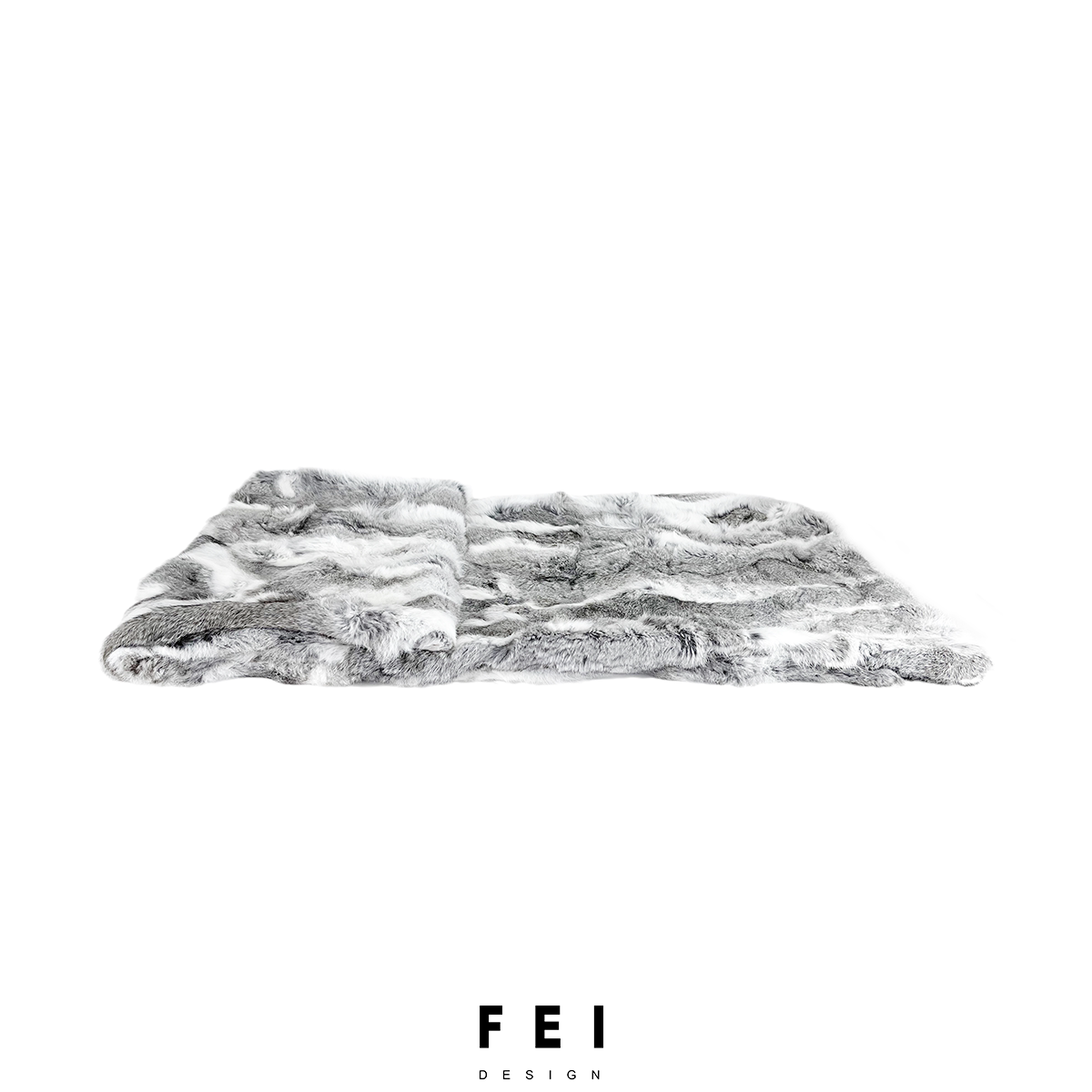 FEI灰色兔毛皮草搭毯高端柔软样板房间客厅沙发盖毯床上装饰床