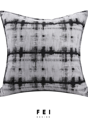 FEI高阶进口面料灰黑色抱枕靠垫现代简约软装样板房间厅沙发靠包