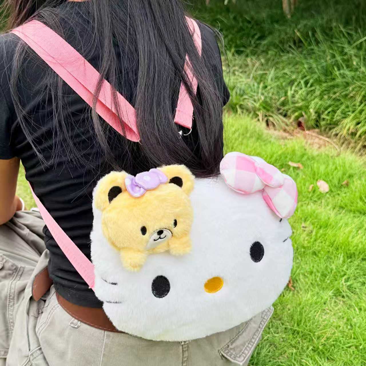 高颜值可爱卡通小猫ins少女外出双肩包大学生新款背包轻便书包