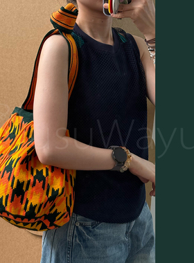 SUSUWAYUU 瓦尤包手工编织水桶包民族风女包休闲斜挎包波西米亚风