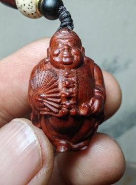 紫檀红木头精雕刻地主7老财神车钥匙扣小吊坠文盘玩手把挂件饰品
