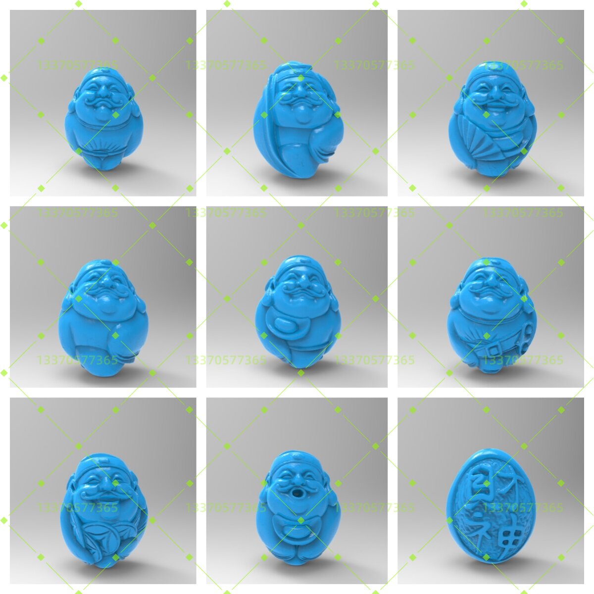 精品八大财神核雕九张套图stl三维立体圆雕3D打印模型精雕图