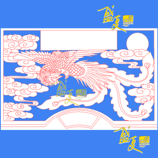 石雕 墓碑 石碑 单凤 线条图 线雕图 矢量图 精雕图 适用文泰