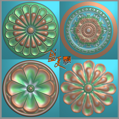 欧式镂空洋花精雕图圆方形背景墙门套四角上贴花浮雕工程干挂灰度