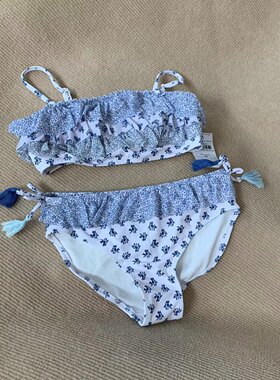 女童中大童青少年学生分体泳衣时尚蕾丝泳装肩带可调节5-16岁