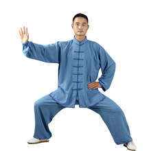 太极拳服亚麻刺绣男中国风冬表演服1